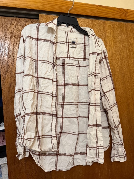 Universal Thread Tops - Universal Thread Flannel Plaid Shirt Relaxed Fit LARGE Button Up 100% Cotton